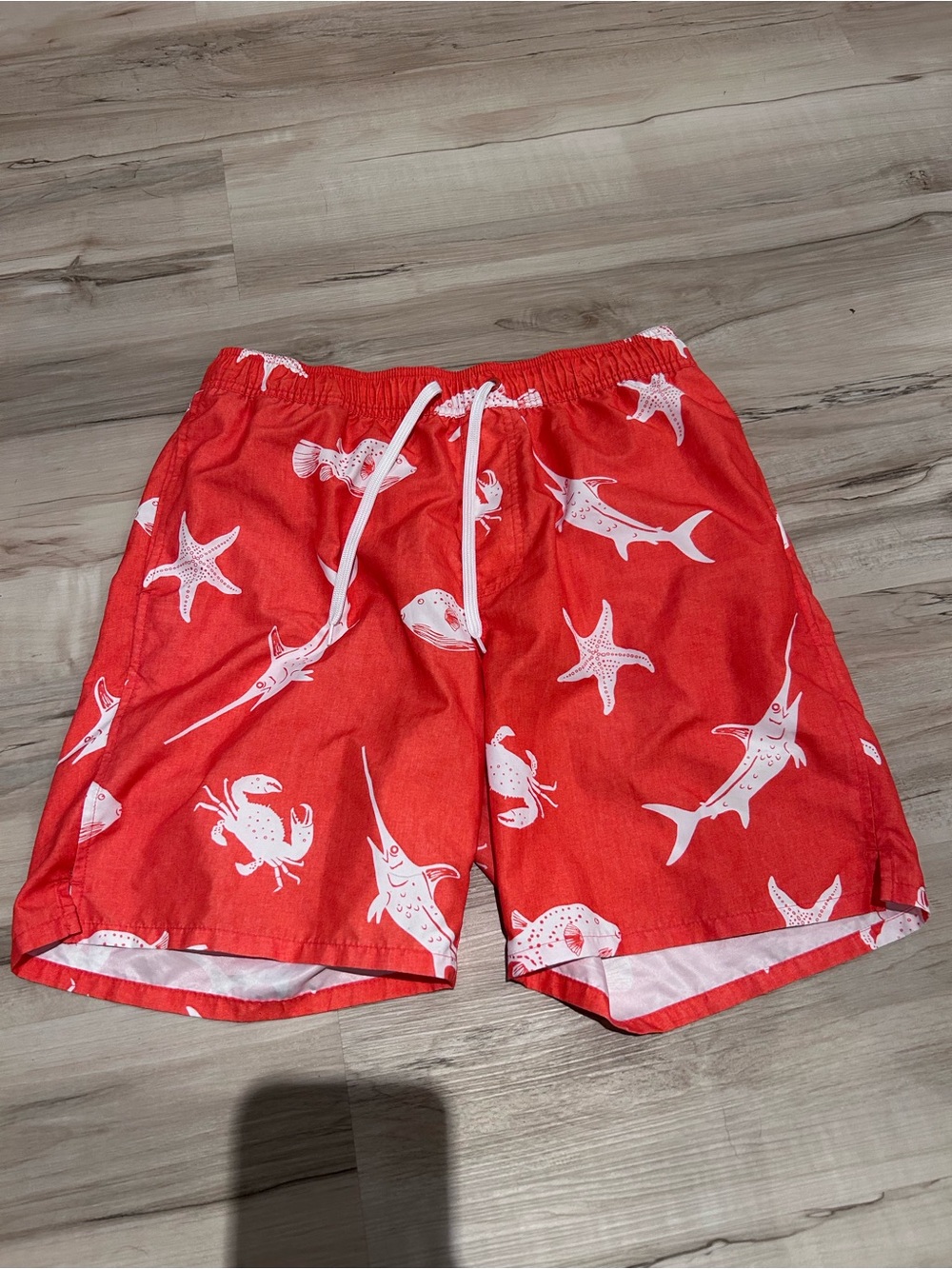 Size medium Men's Red Nautical Print Swim Shorts